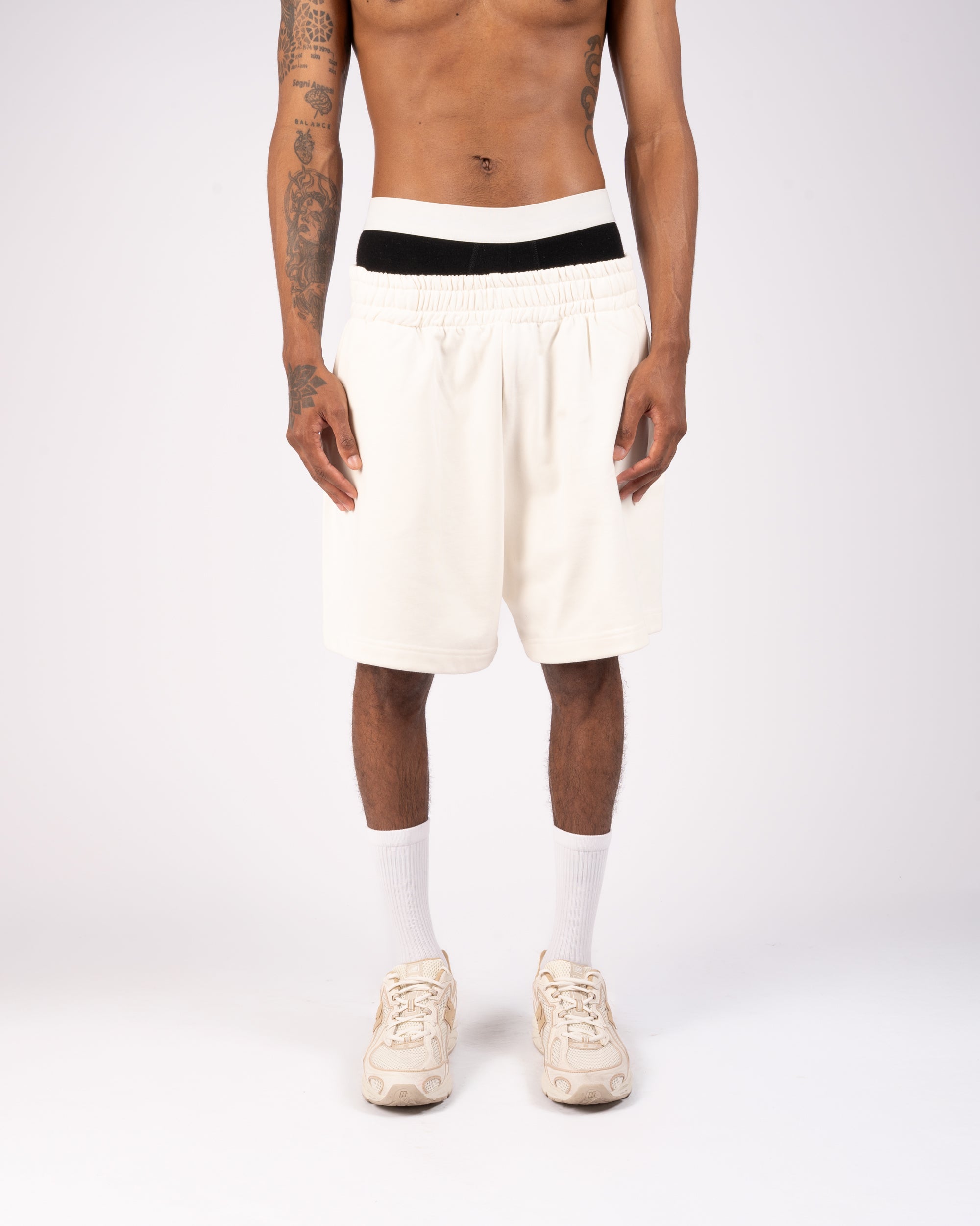FLEECE SHORTS 400 GSM - BONE WHITE